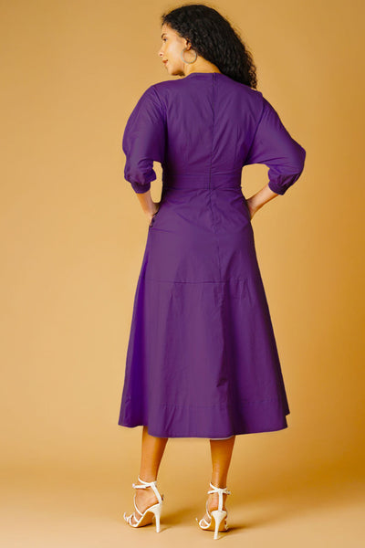 Poplin Purple Midi Dress