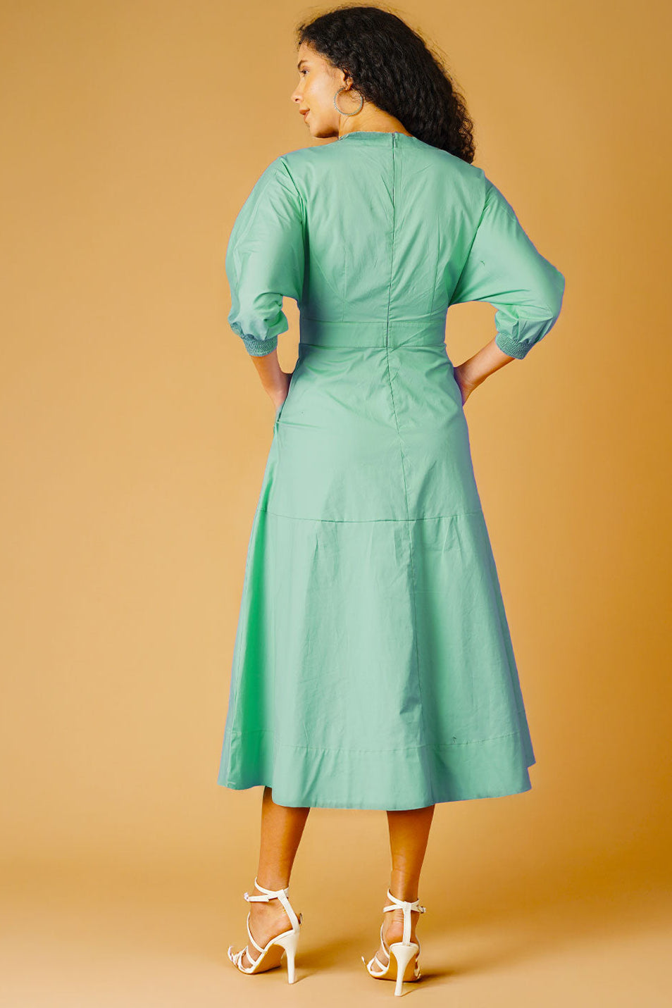 Poplin Green Midi Dress