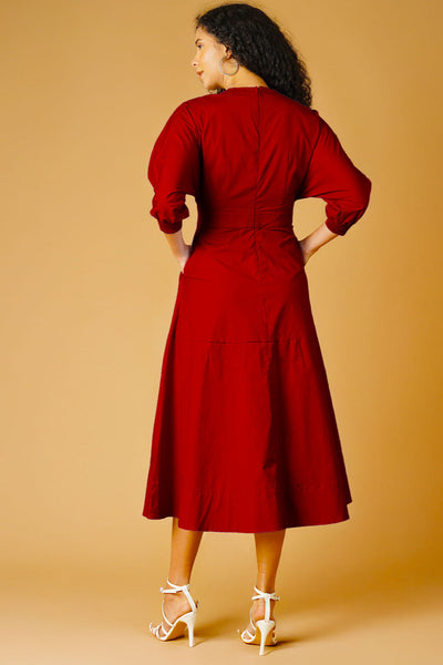 Poplin Rust Midi Dress