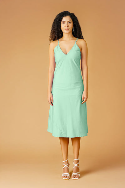Green Poplin Midi Dress