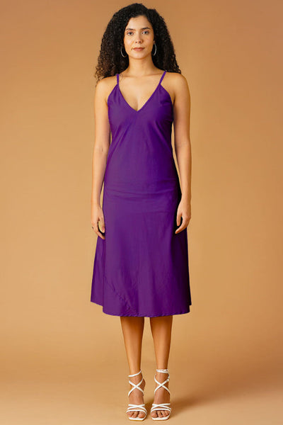 Poplin Purple Midi Dress