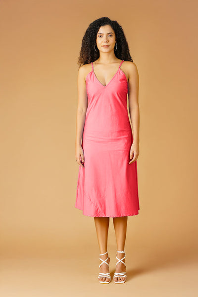 Pink Poplin Midi Dress