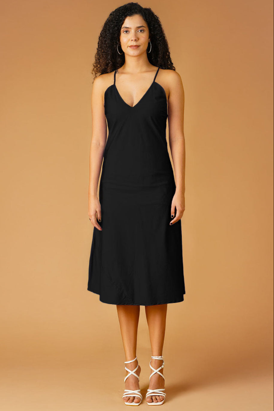 Poplin Black Midi Dress