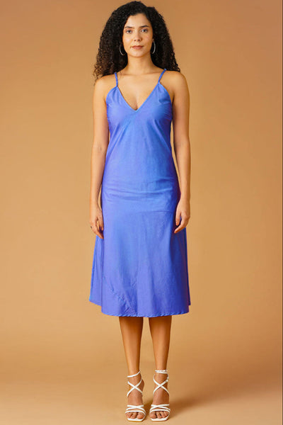 Poplin Blue Midi Dress