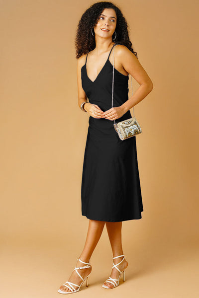Black Poplin Midi Dress
