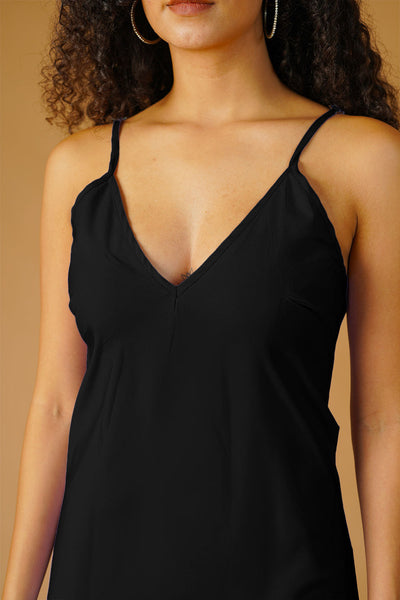 Black Poplin Midi Dress