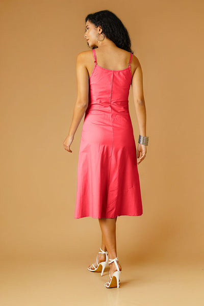 Pink Poplin Midi Dress