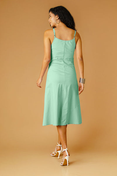 Green Poplin Midi Dress