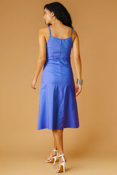 Blue Poplin Midi Dress