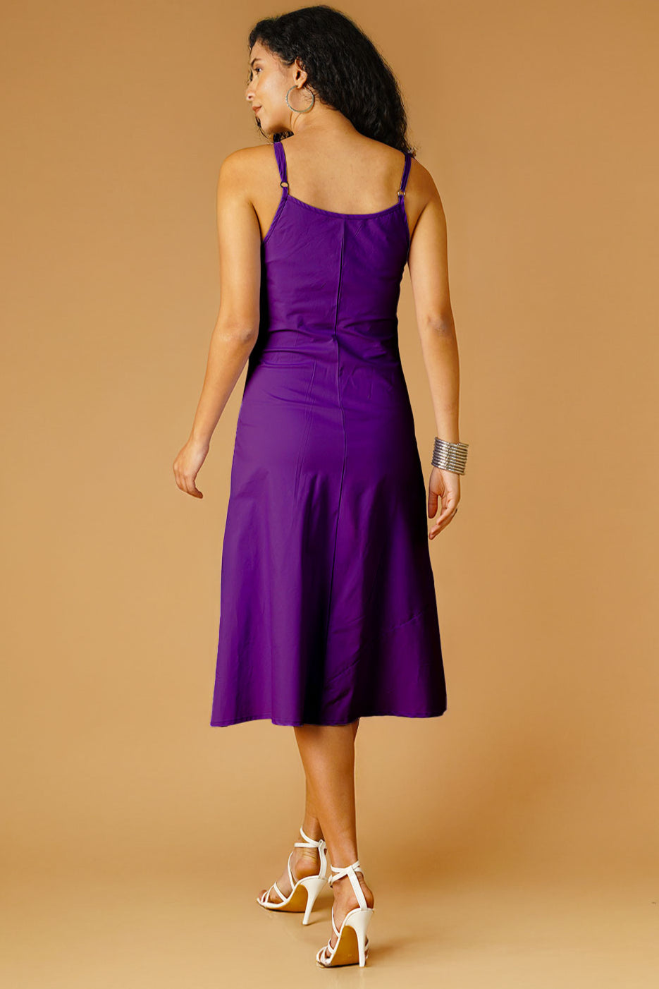Purple Poplin Midi Dress