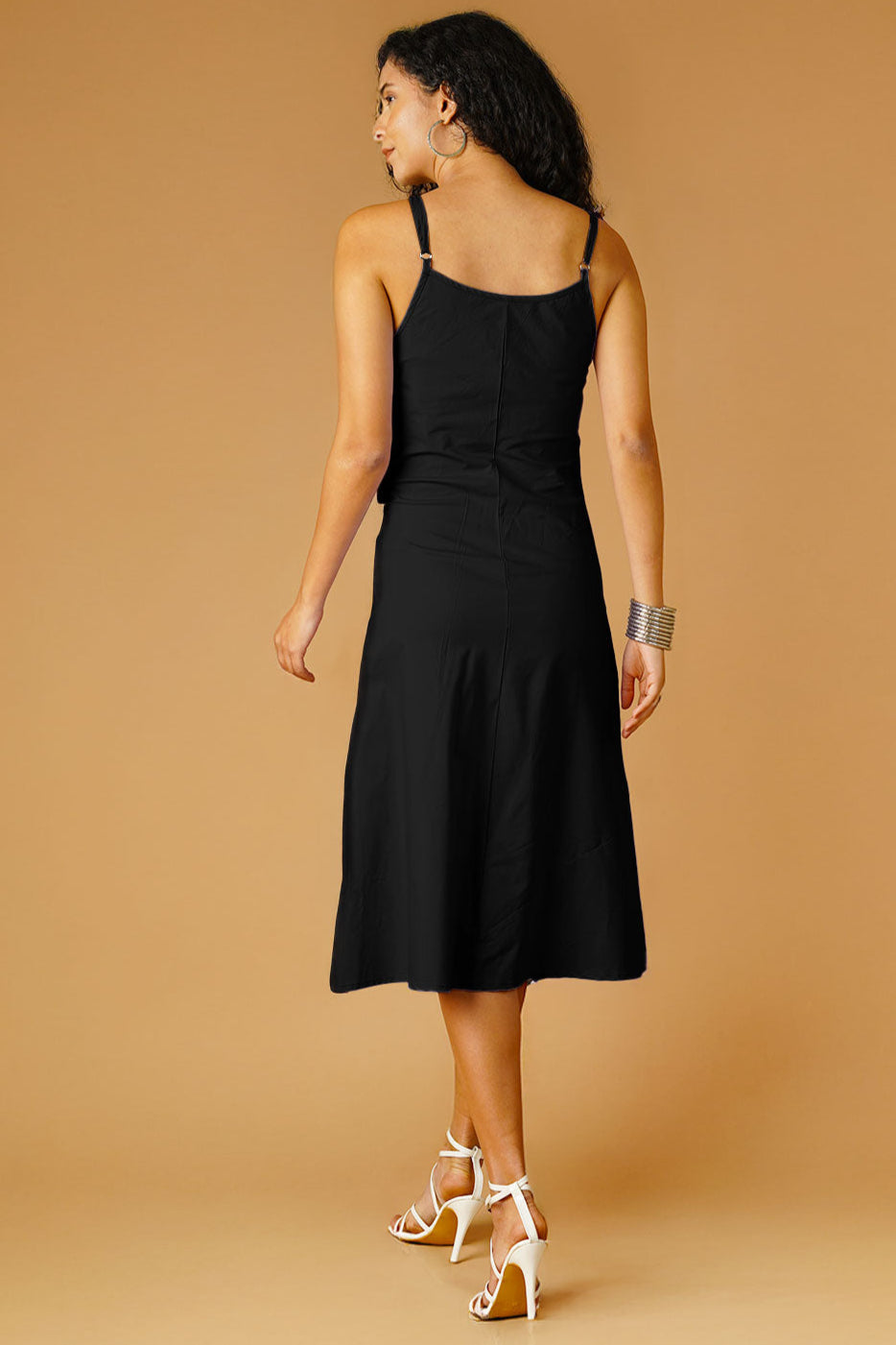 Black Poplin Midi Dress