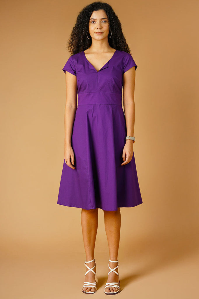 purple poplin dress Poplin Purple Midi Dress