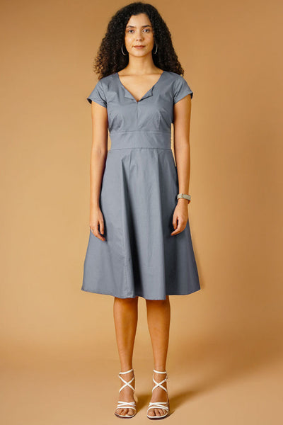 Poplin Grey Midi Dress
