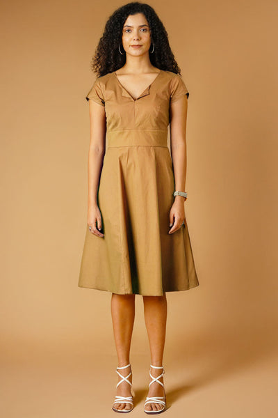 Poplin Beige Midi Dress