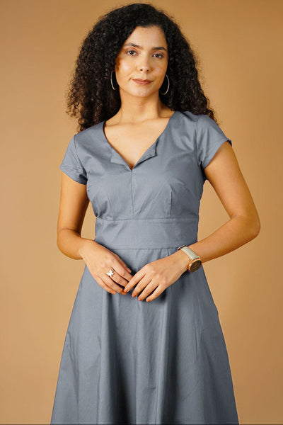 Poplin Grey Midi Dress