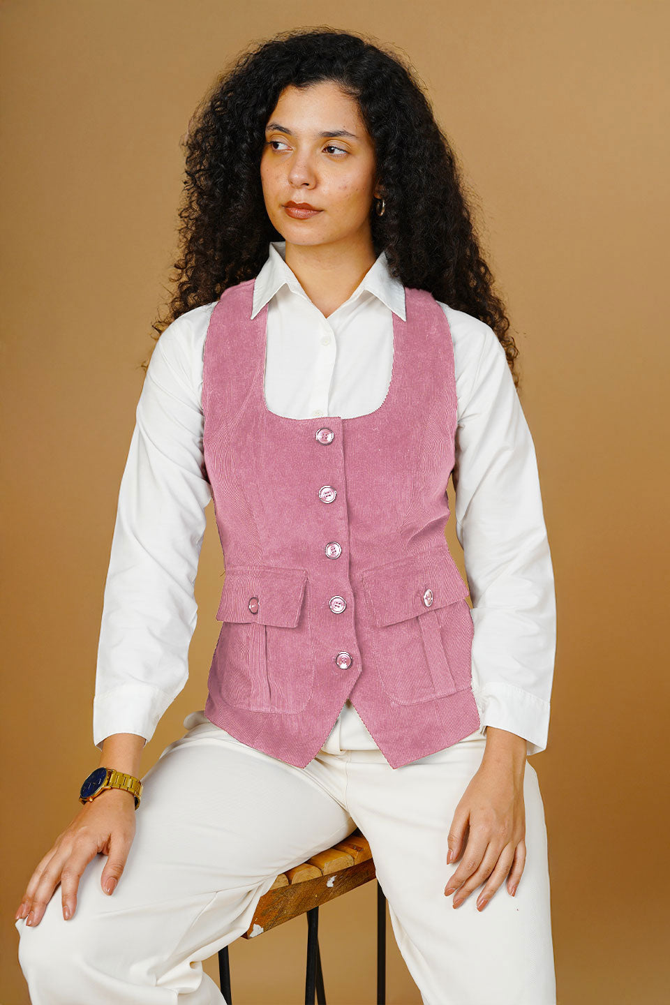 Corduroy Cotton Pink Waistcoat