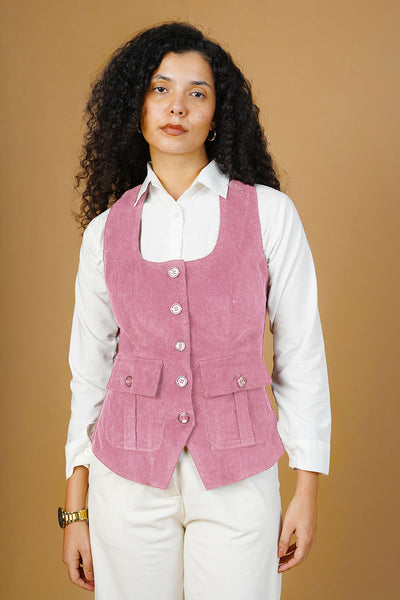Corduroy Cotton Pink Waistcoat