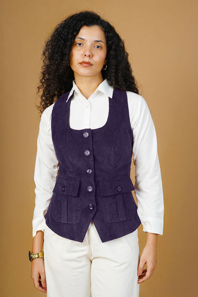 Corduroy Cotton Purple Waistcoat