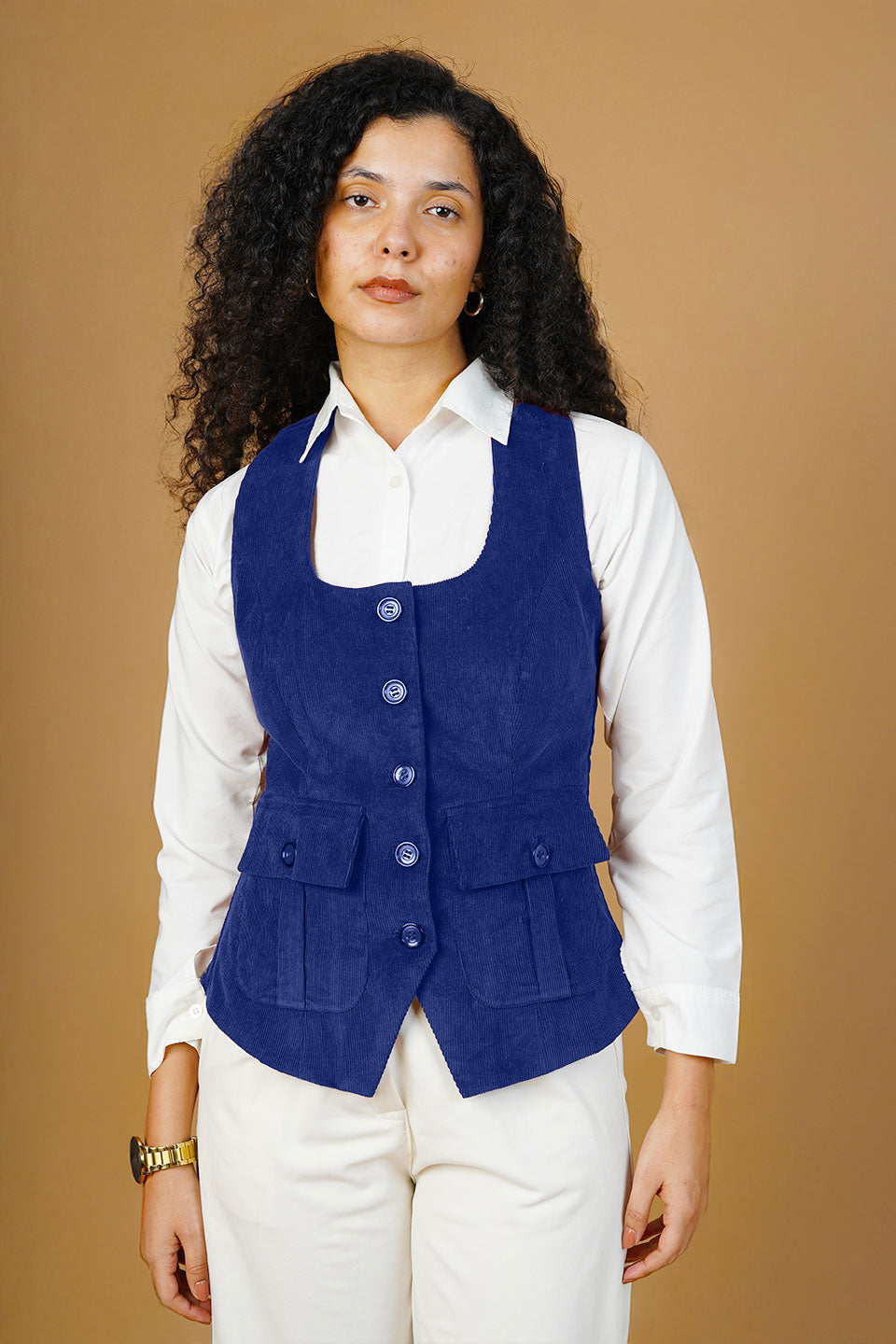 Corduroy Cotton Blue Waistcoat