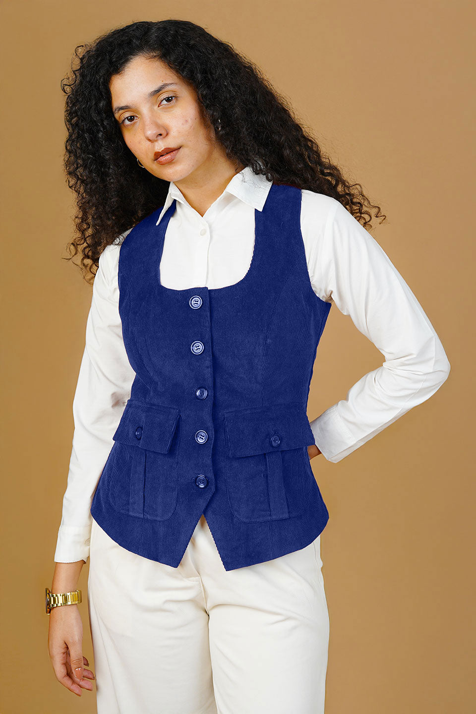 Corduroy Cotton Blue Waistcoat