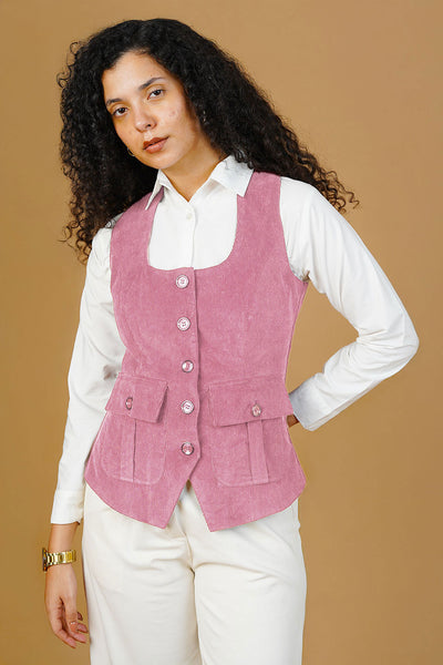 Corduroy Cotton Pink Waistcoat
