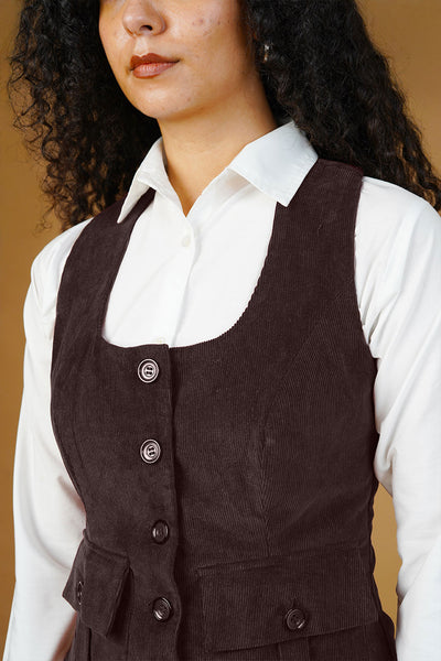 Corduroy Cotton Brown Waistcoat