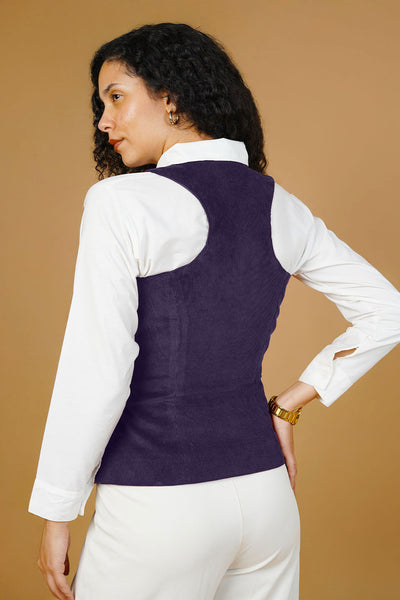 Corduroy Cotton Purple Waistcoat