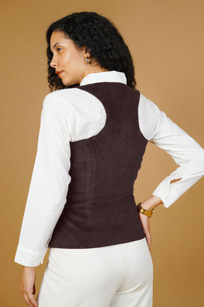 Corduroy Cotton Brown Waistcoat