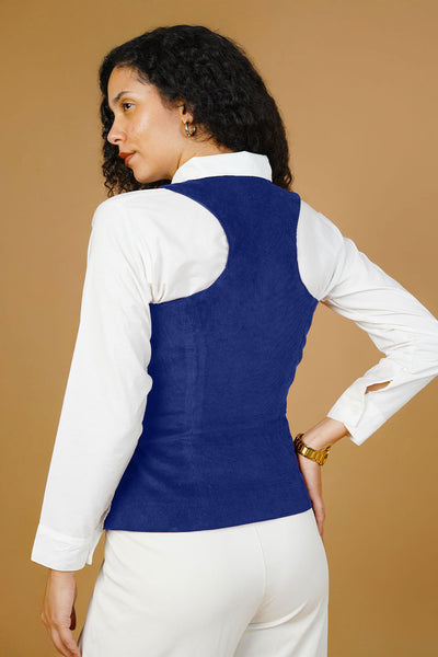 Corduroy Cotton Blue Waistcoat