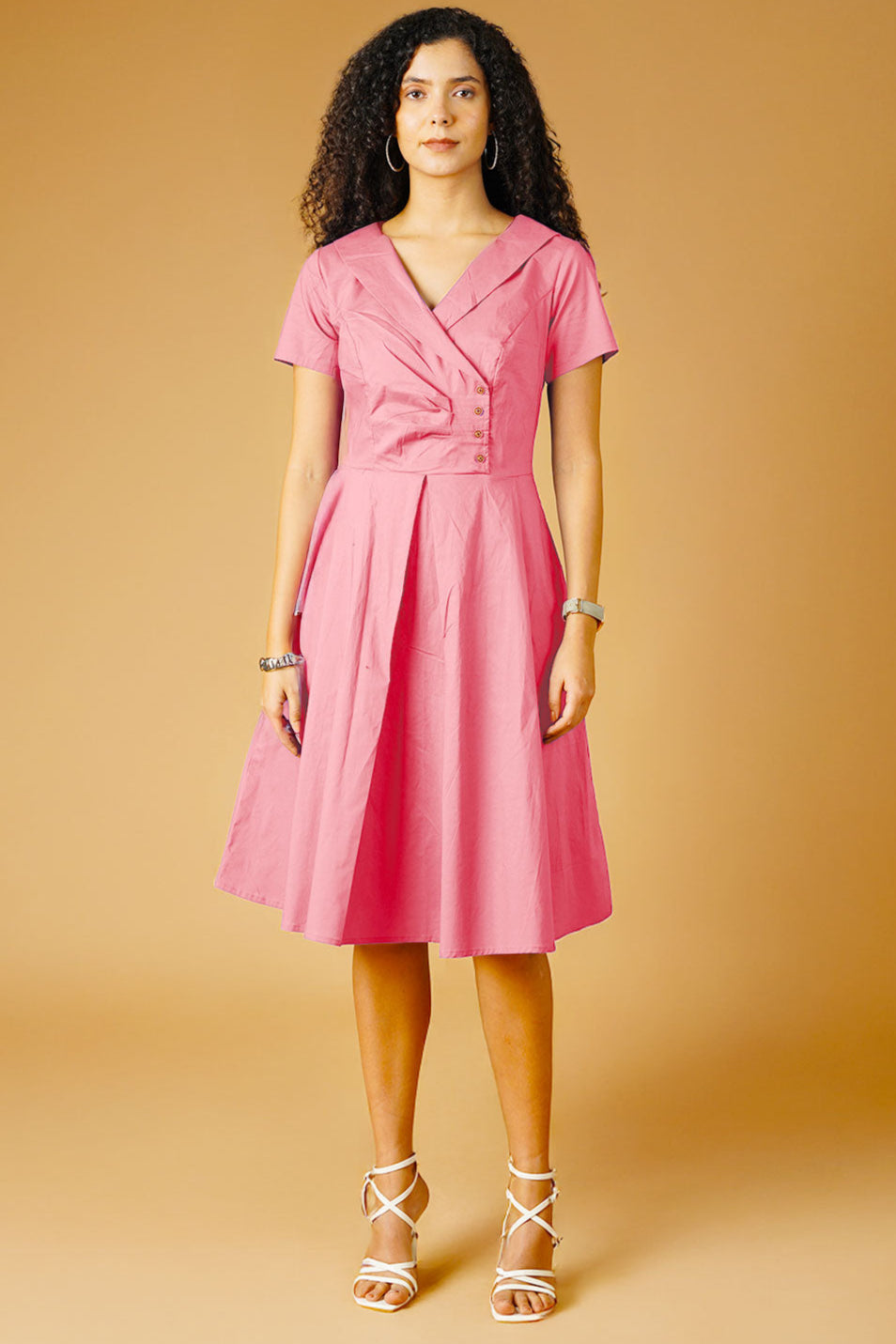 Poplin Pink Midi Dress