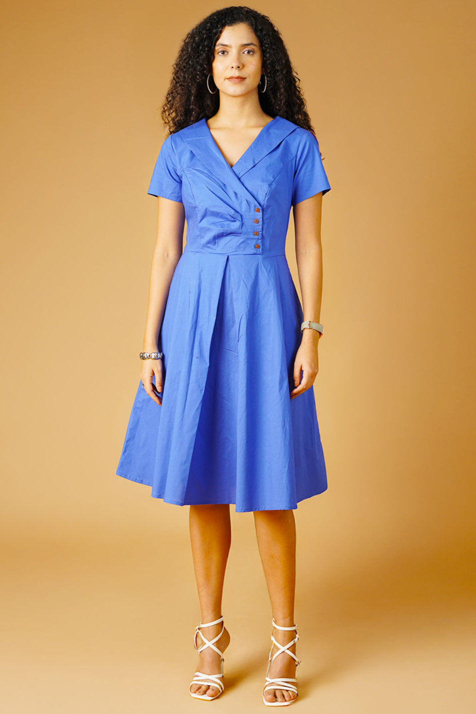 Poplin Blue Midi Dress