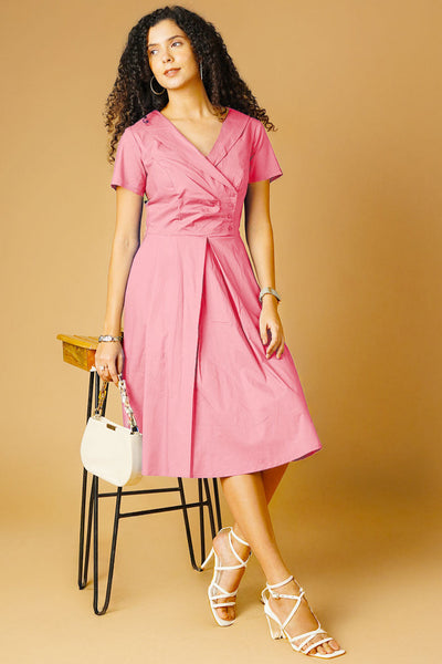 Poplin Pink Midi Dress