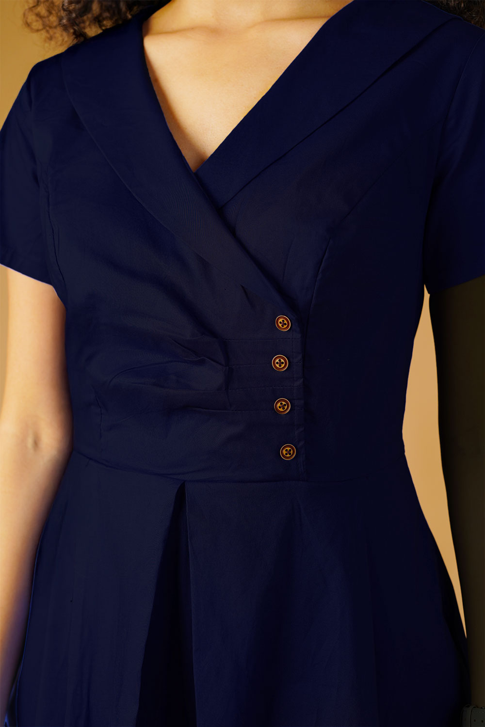 Poplin Navy Midi Dress