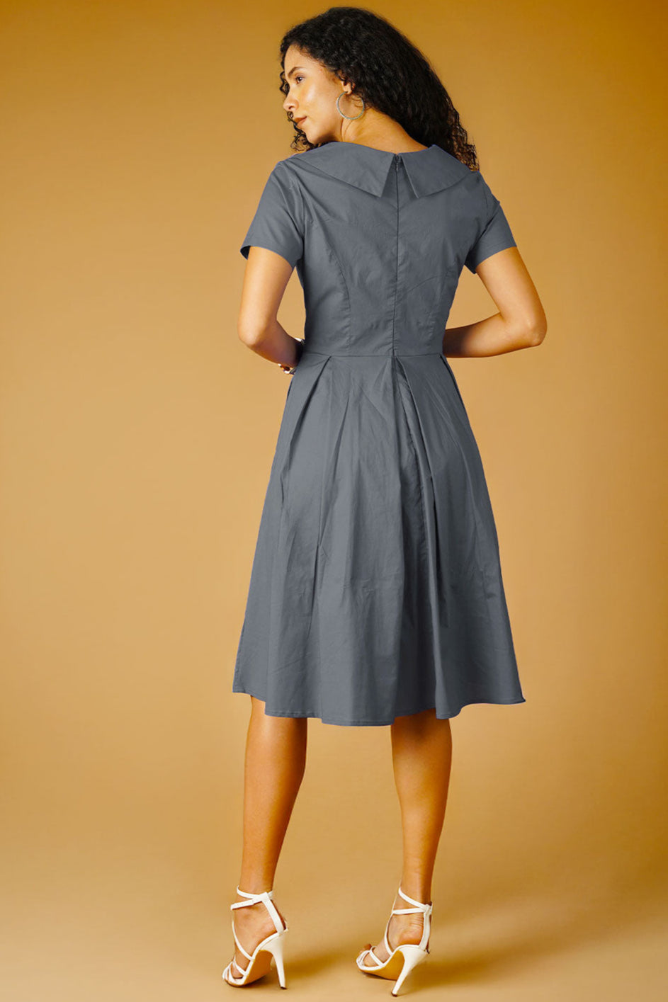 Poplin Grey Midi Dress