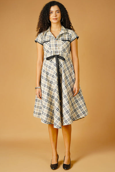 Premium Cotton Beige Midi Dress