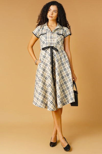 Premium Cotton Beige Midi Dress