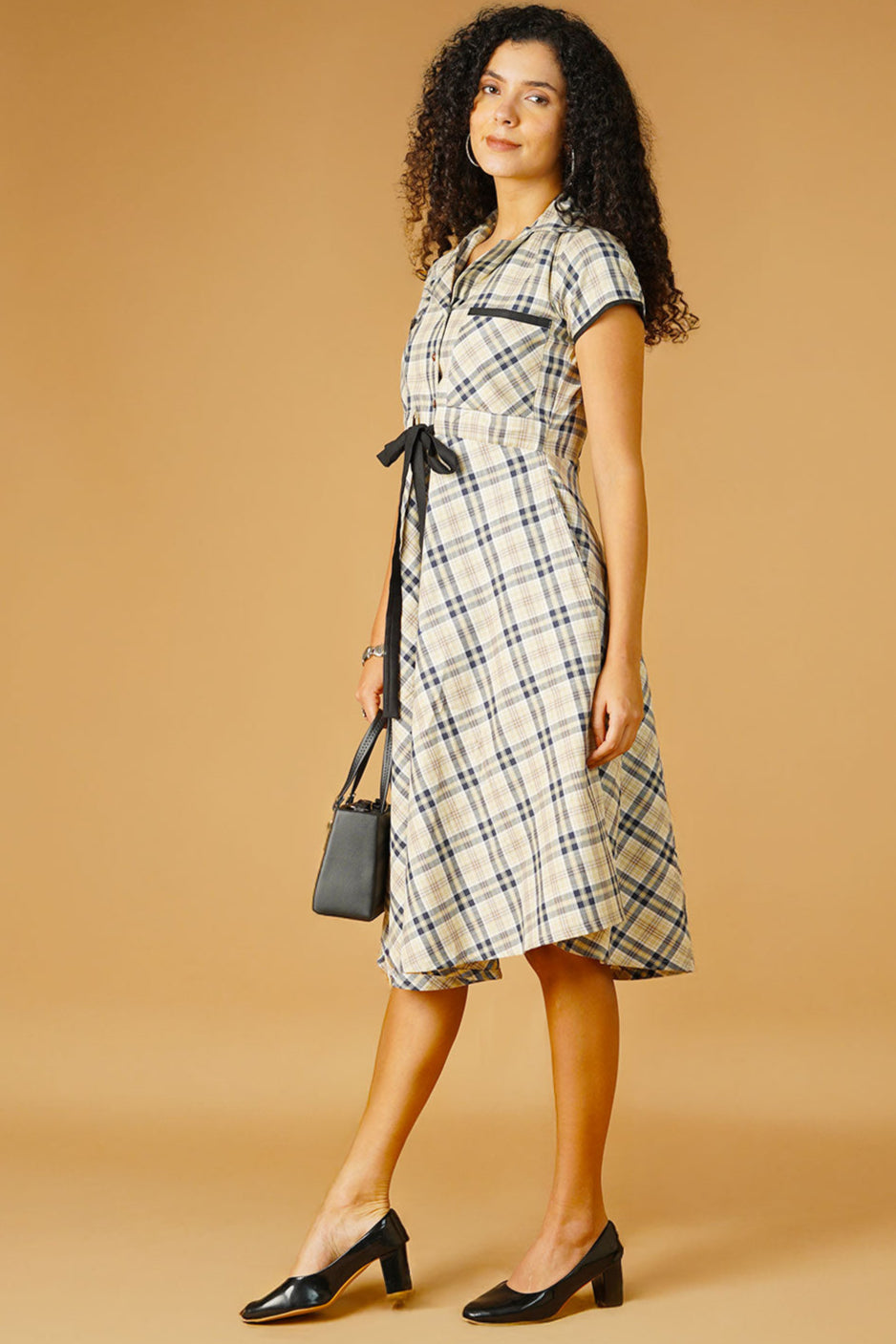 Premium Cotton Beige Midi Dress