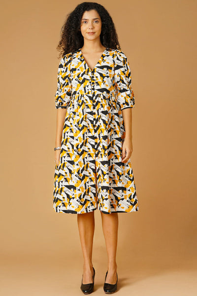 Premium Cotton Yellow Midi Dress