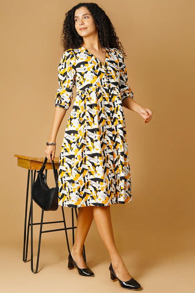 Premium Cotton Yellow Midi Dress
