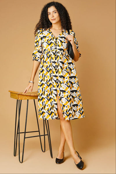 Premium Cotton Yellow Midi Dress