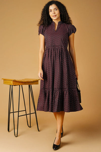 Premium Cotton Maroon Midi Dress