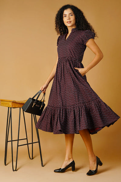 Premium Cotton Maroon Midi Dress