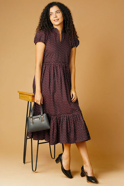 Premium Cotton Maroon Midi Dress