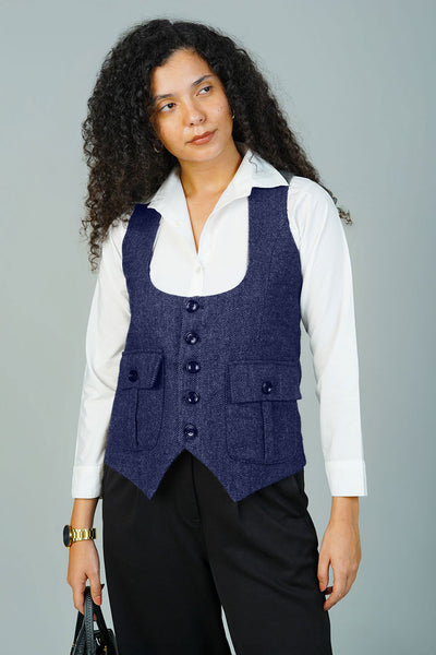 Tweedwool Blue Waistcoat