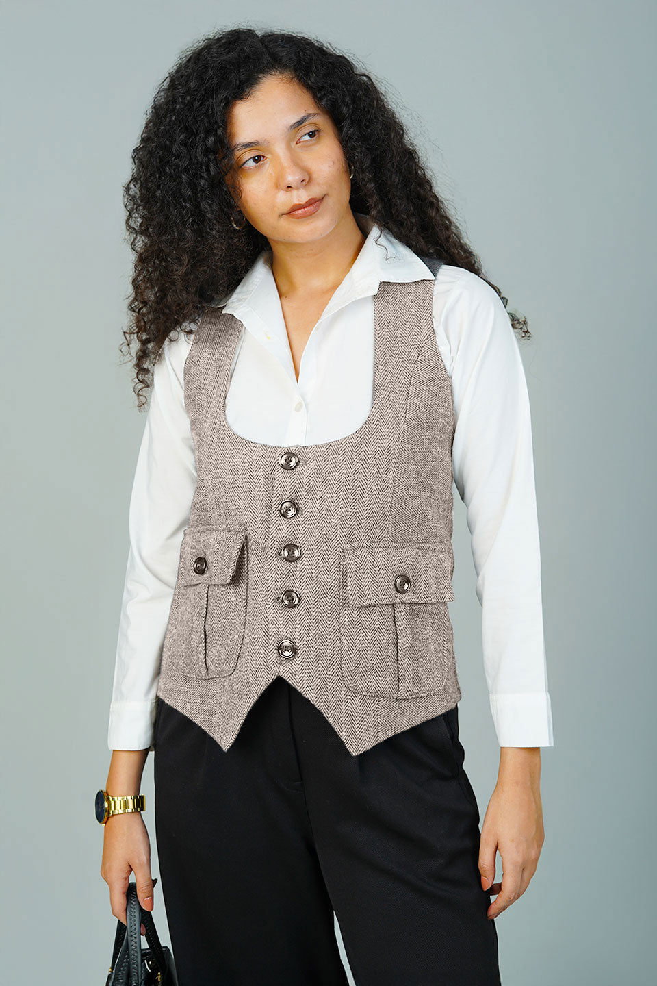Tweedwool Beige Waistcoat
