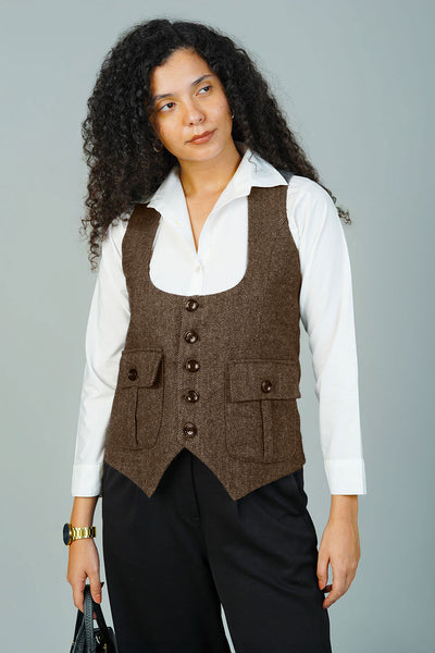 Tweedwool Brown Waistcoat