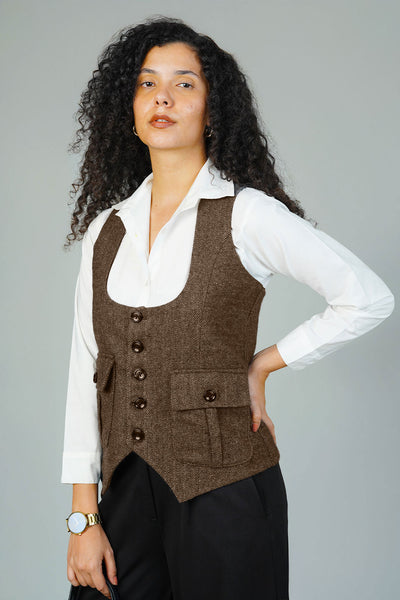 Tweedwool Brown Waistcoat