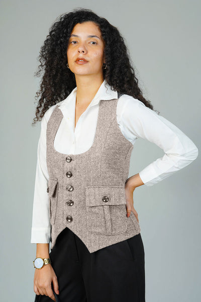 Tweedwool Beige Waistcoat