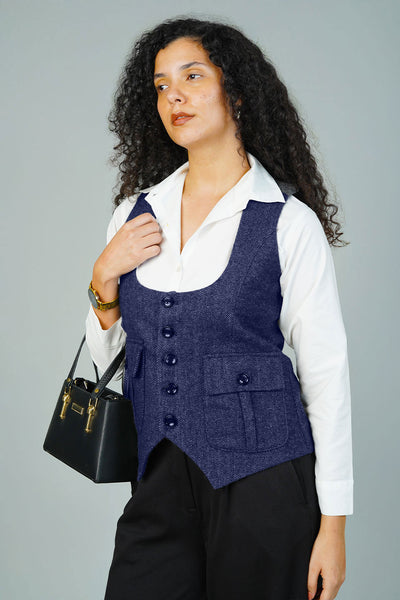 Tweedwool Blue Waistcoat