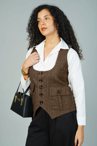 Tweedwool Brown Waistcoat